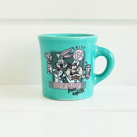 Homer Laughlin Warner Brothers Looney Tunes Taz & Bugs Bunny Sip and Slurp Mug - Picture 2 of 5